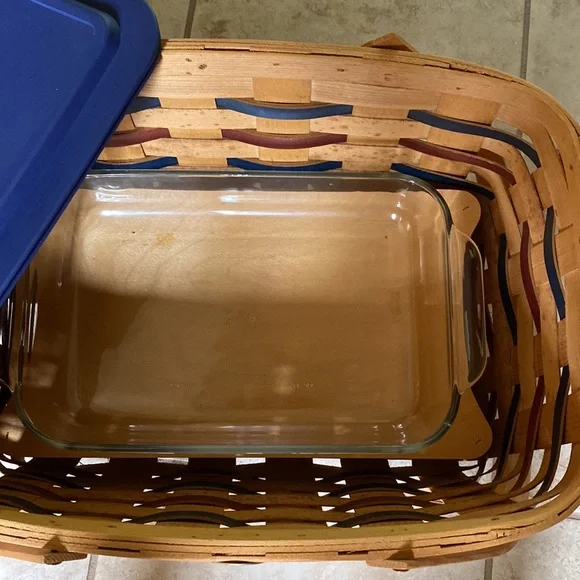 Peterborough Baskets of New Hampshire NEW Vintage Handmade Basket w/Pyrex dish. - Picture 8 of 16